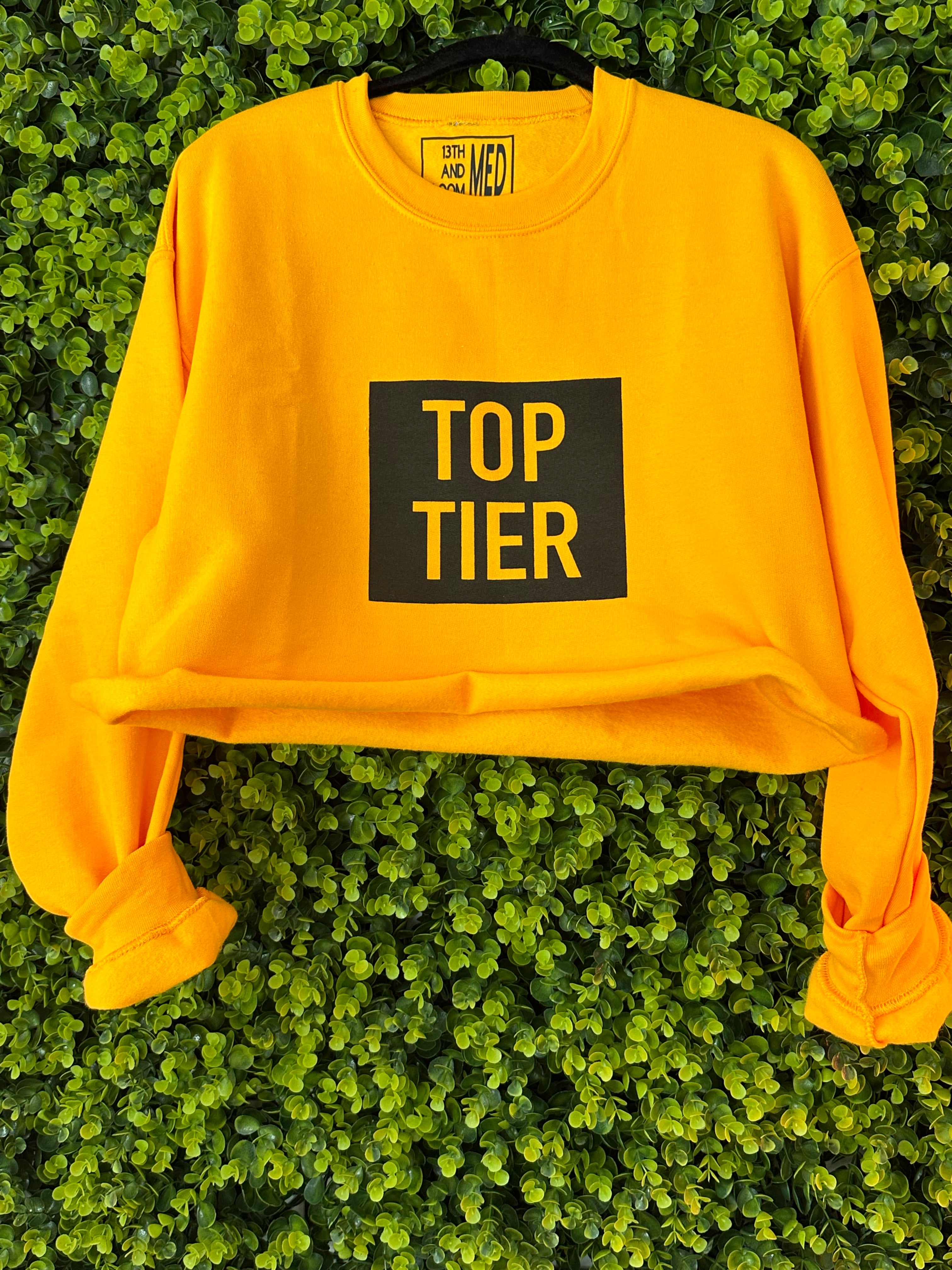 CROP TOP Top Tier Long Sleeved Crew - Gold w/ black logo