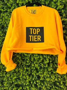 CROP TOP Top Tier Long Sleeved Crew - Gold w/ black logo