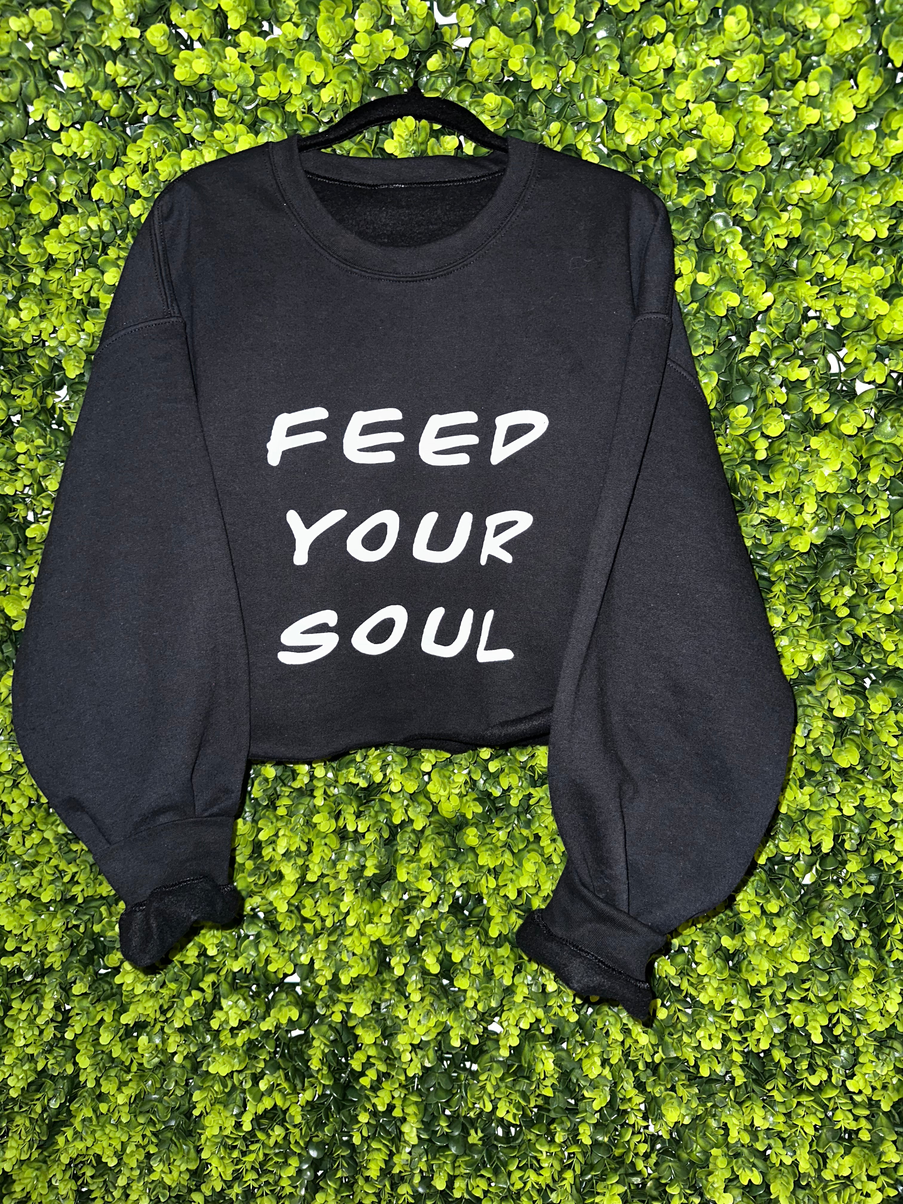 Graffiti FYS Long Sleeved Fleece Crop - Black w/ white logo