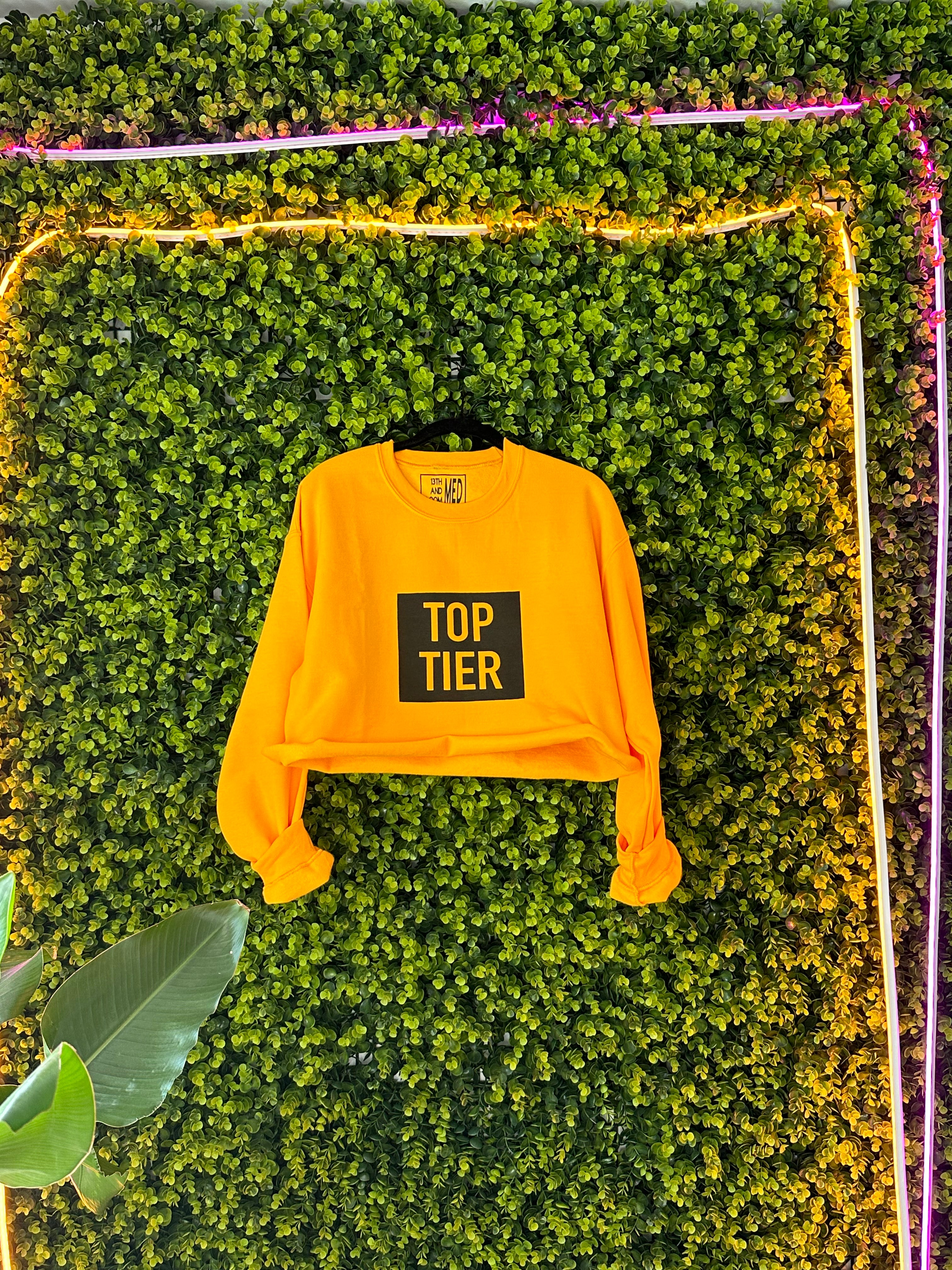 CROP TOP Top Tier Long Sleeved Crew - Gold w/ black logo