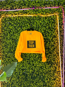 CROP TOP Top Tier Long Sleeved Crew - Gold w/ black logo